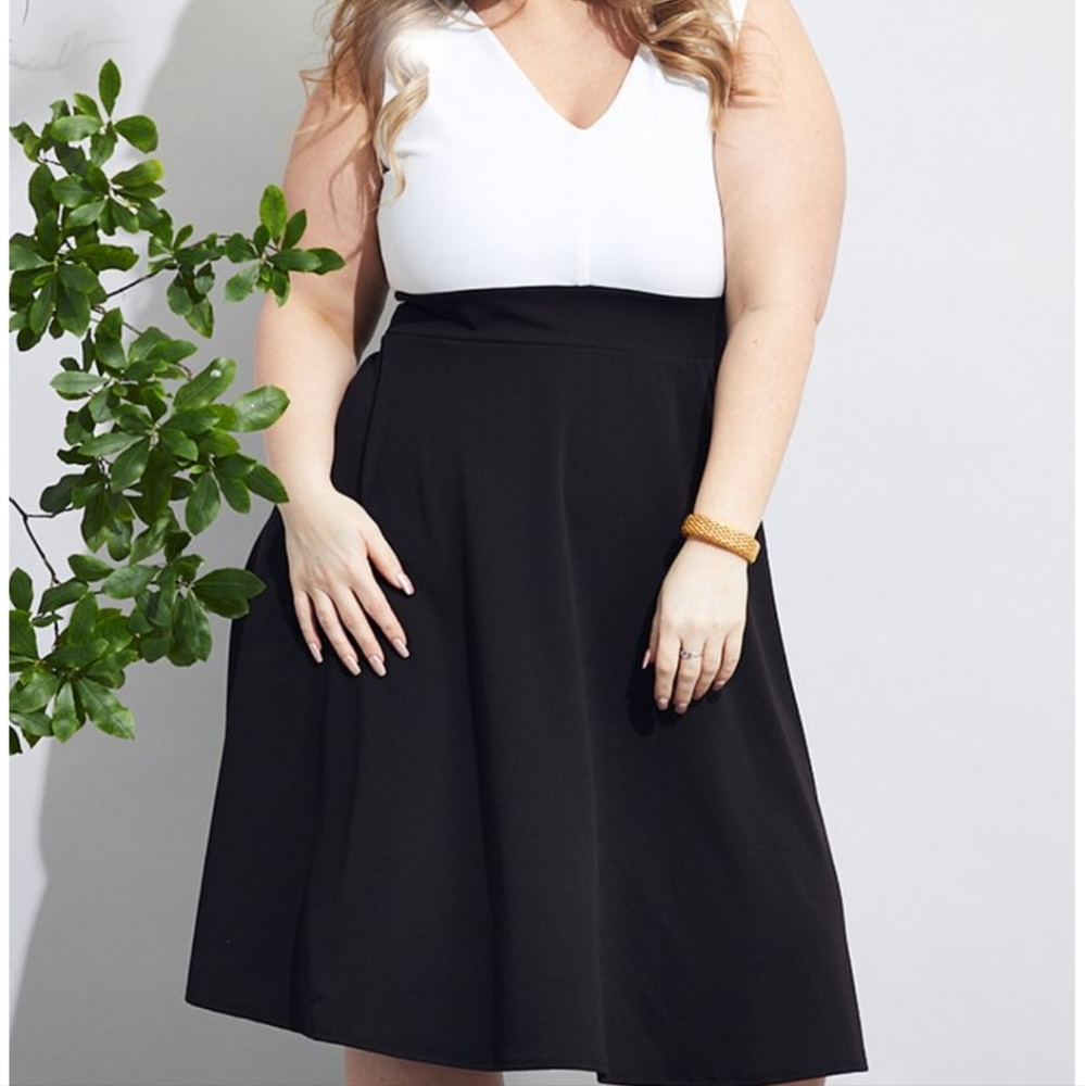 Brand New Black and Ivory Sleeveless Dress Sz L